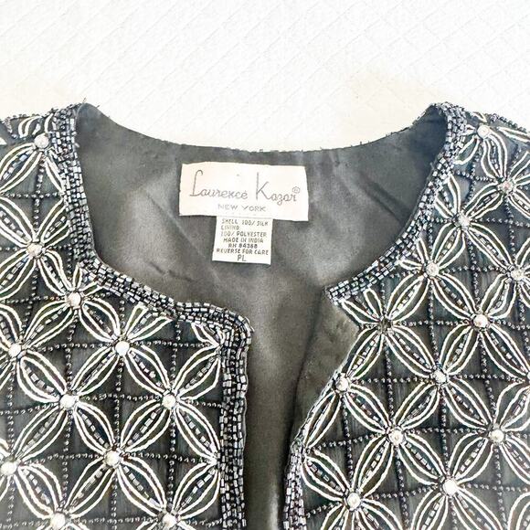 Laurence Kazar Evening Womens 100% Silk Sequined Beaded Jacket Size P Large - Picture 3 of 5